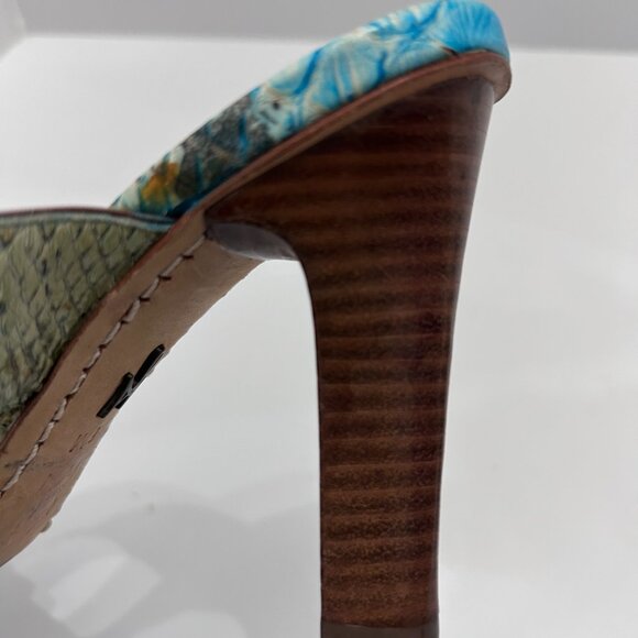 J Vincent Turquoise Blue Grommets Leather Strap Heeled Sandal Pump 6M Italy - Picture 7 of 7